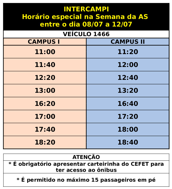 horario especial intercampi